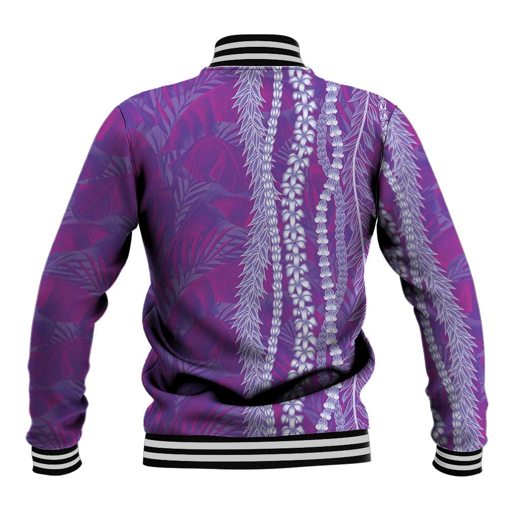 Hawaii Prince Kuhio Baseball Jacket Violet Hawaiian Lau Maia With Leis