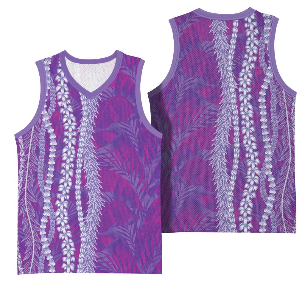 Hawaii Prince Kuhio Basketball Jersey Violet Hawaiian Lau Maia With Leis