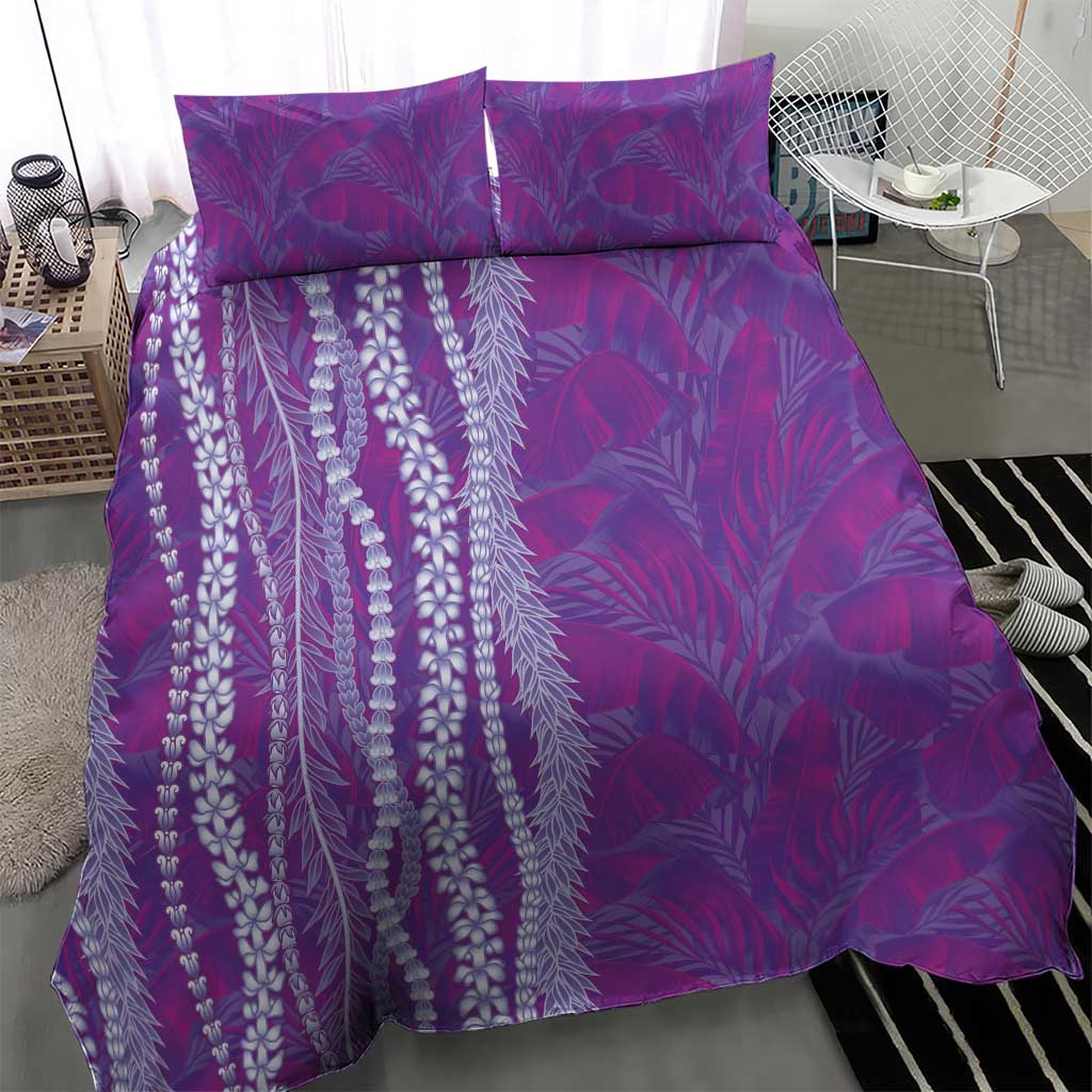 Hawaii Prince Kuhio Bedding Set Violet Hawaiian Lau Maia With Leis