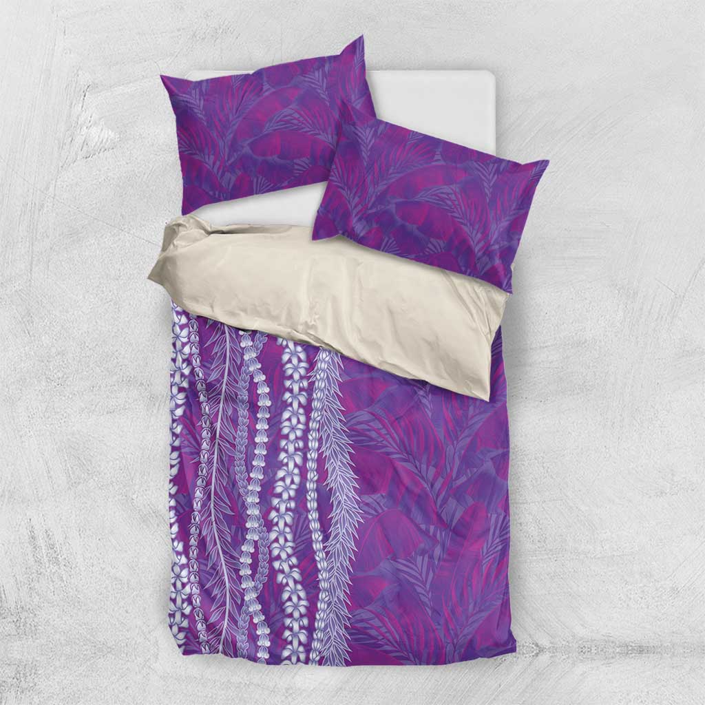 Hawaii Prince Kuhio Bedding Set Violet Hawaiian Lau Maia With Leis