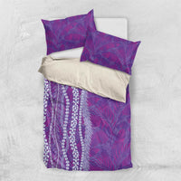 Hawaii Prince Kuhio Bedding Set Violet Hawaiian Lau Maia With Leis