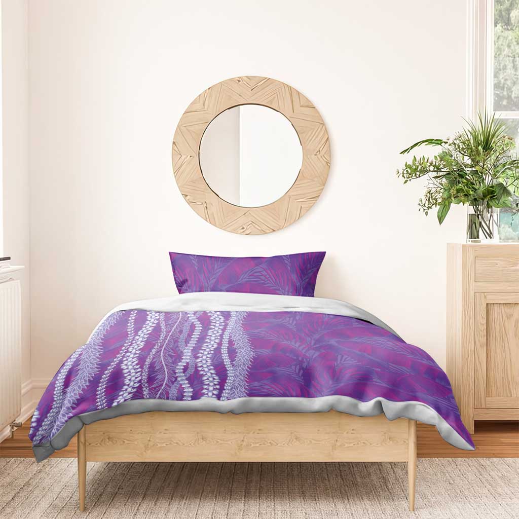 Hawaii Prince Kuhio Bedding Set Violet Hawaiian Lau Maia With Leis