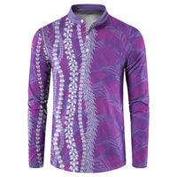 Hawaii Prince Kuhio Button Sweatshirt Violet Hawaiian Lau Maia With Leis