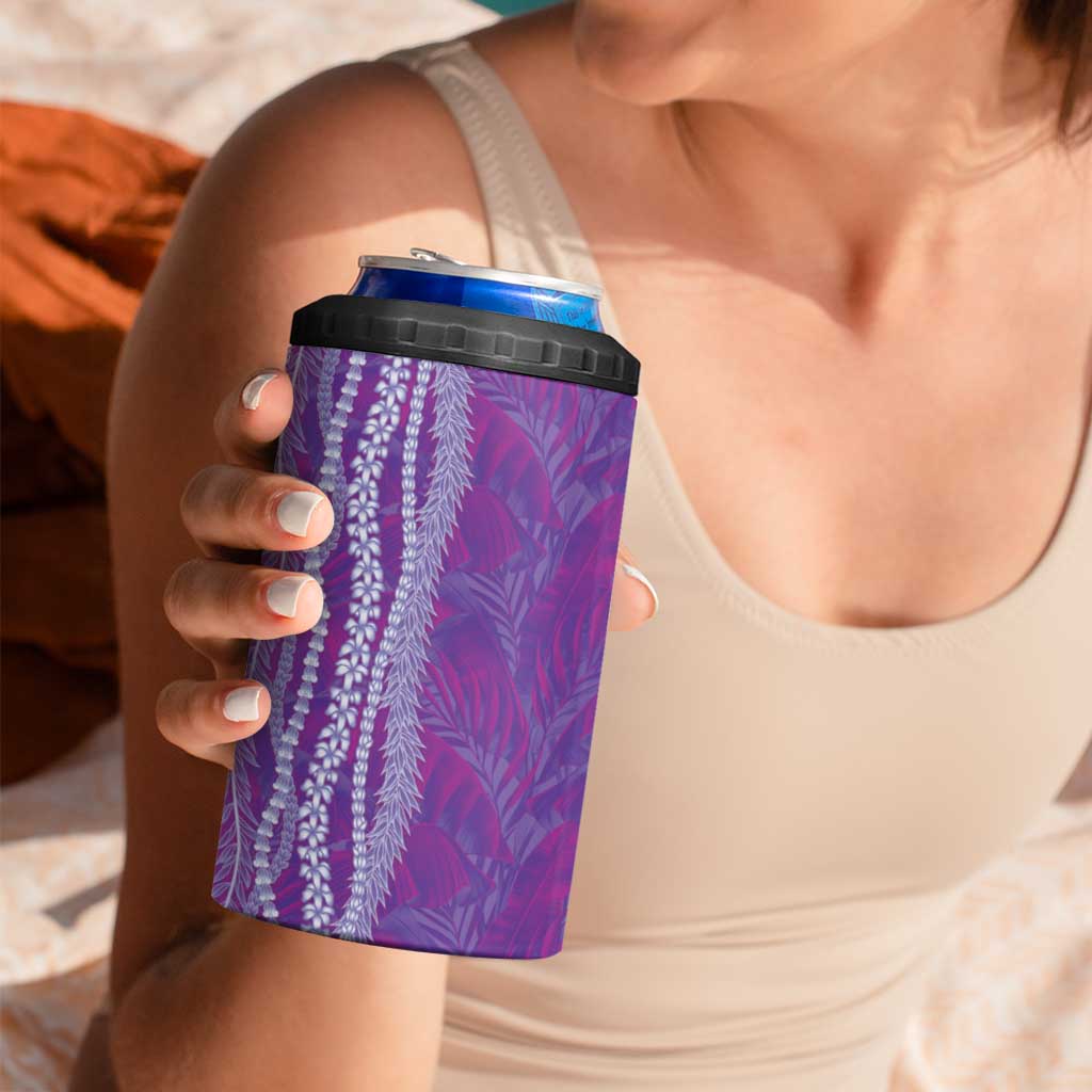 Hawaii Prince Kuhio 4 in 1 Can Cooler Tumbler Violet Hawaiian Lau Maia With Leis LT05 - Polynesian Pride