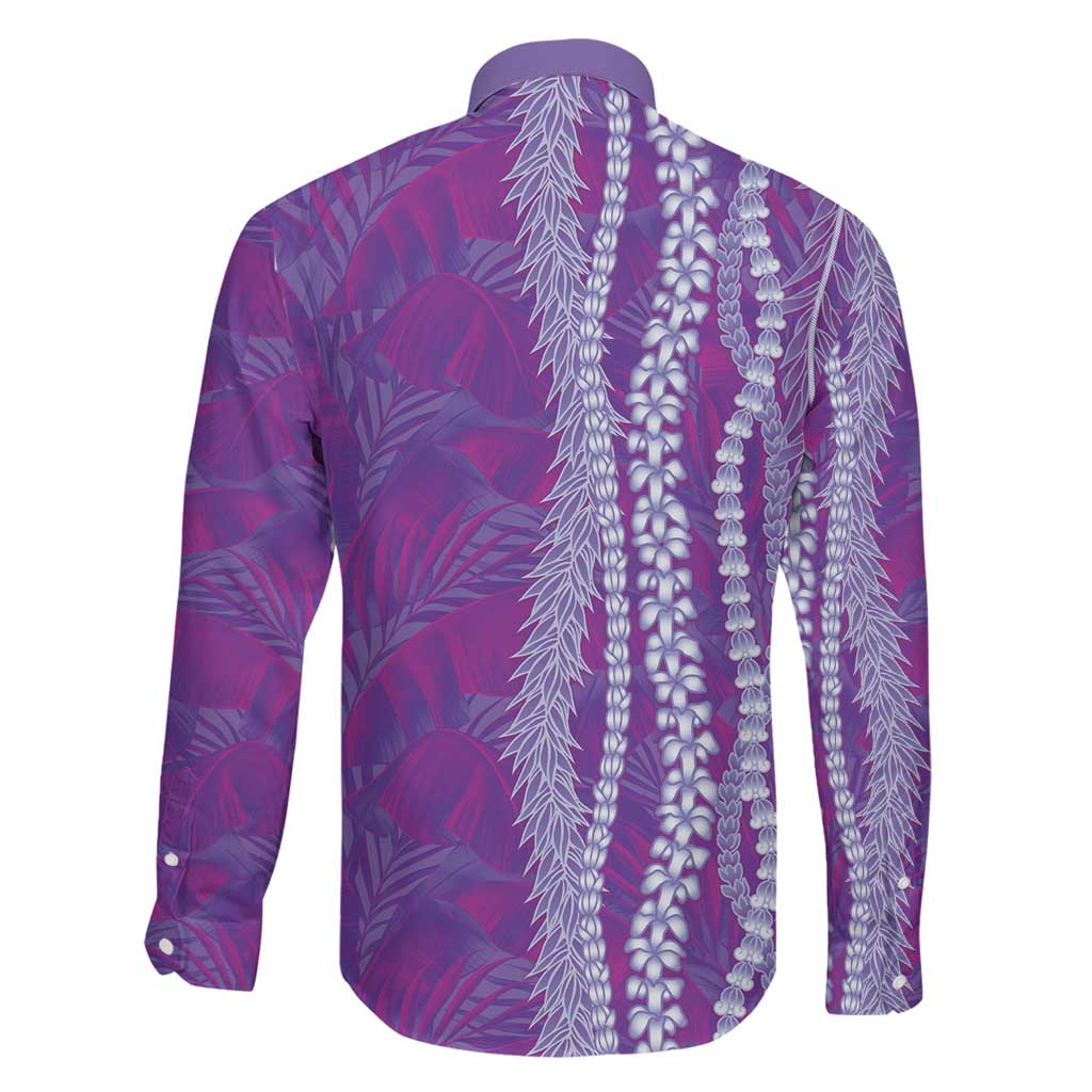 Hawaii Prince Kuhio Family Matching Long Sleeve Bodycon Dress and Hawaiian Shirt Violet Hawaiian Lau Maia With Leis LT05 - Polynesian Pride