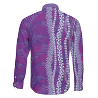 Hawaii Prince Kuhio Family Matching Long Sleeve Bodycon Dress and Hawaiian Shirt Violet Hawaiian Lau Maia With Leis LT05 - Polynesian Pride