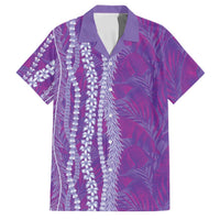 Hawaii Prince Kuhio Family Matching Off Shoulder Maxi Dress and Hawaiian Shirt Violet Hawaiian Lau Maia With Leis LT05 Dad's Shirt - Short Sleeve Violet - Polynesian Pride