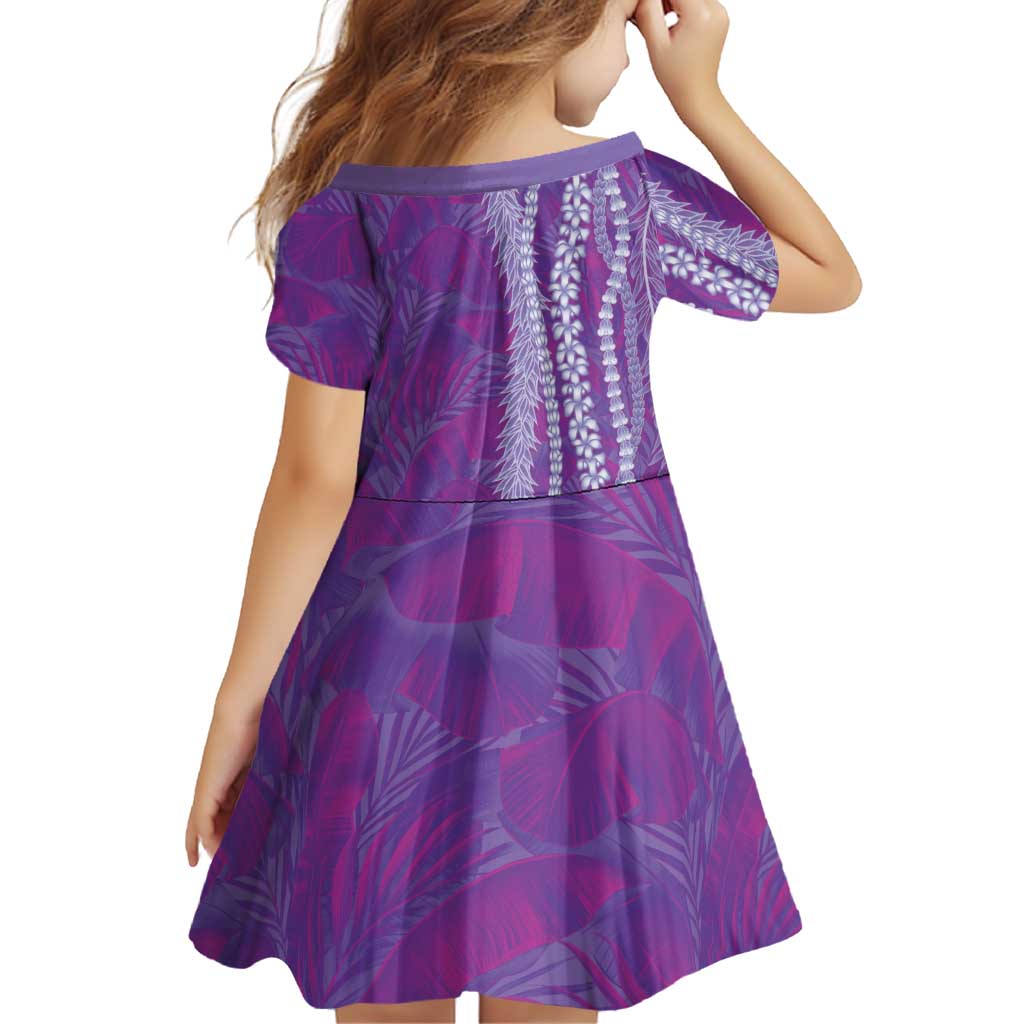 Hawaii Prince Kuhio Family Matching Off Shoulder Short Dress and Hawaiian Shirt Violet Hawaiian Lau Maia With Leis LT05 - Polynesian Pride