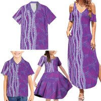 Hawaii Prince Kuhio Family Matching Summer Maxi Dress and Hawaiian Shirt Violet Hawaiian Lau Maia With Leis LT05 - Polynesian Pride