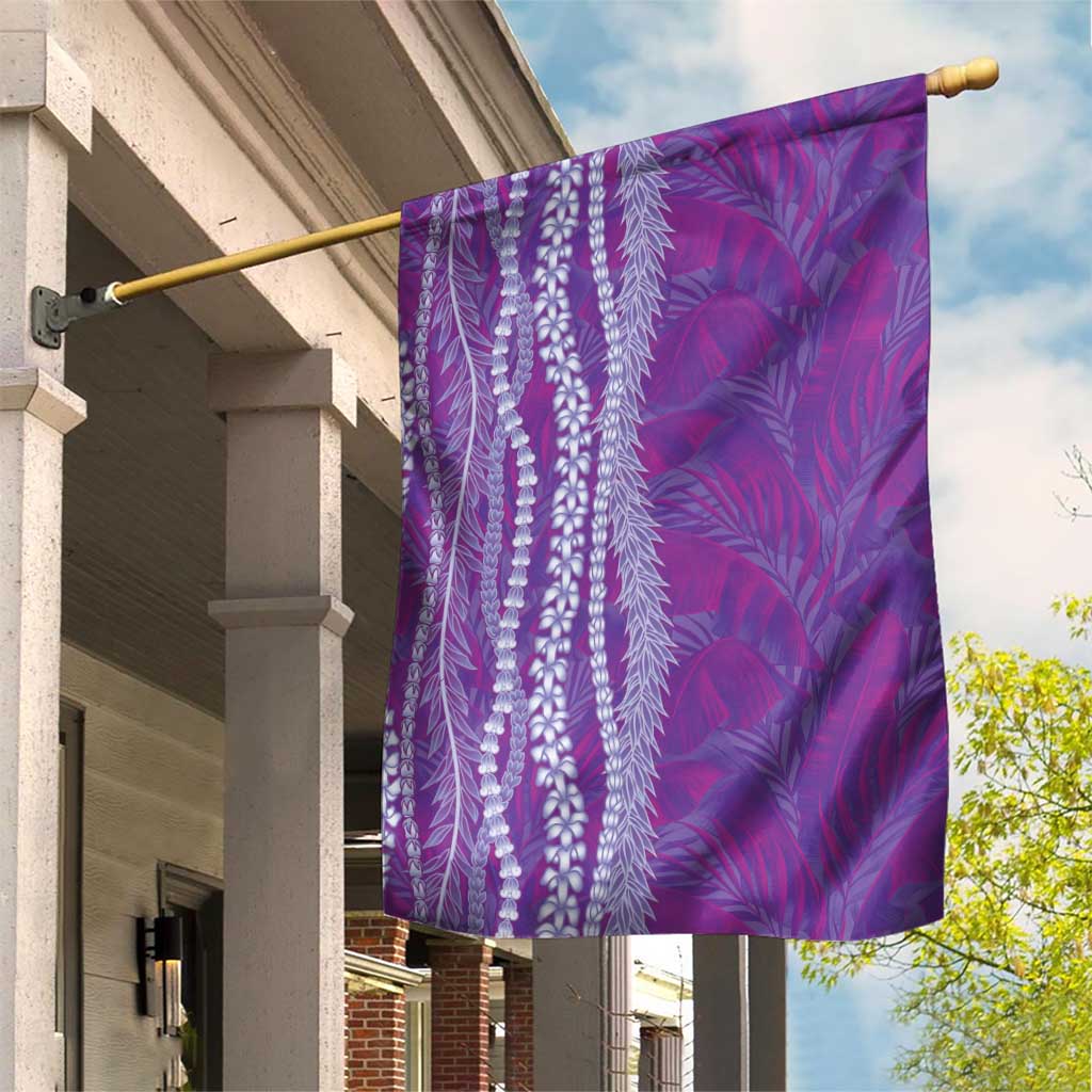 Hawaii Prince Kuhio Garden Flag Violet Hawaiian Lau Maia With Leis