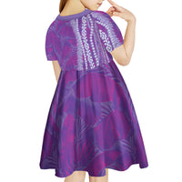 Hawaii Prince Kuhio Kid Short Sleeve Dress Violet Hawaiian Lau Maia With Leis
