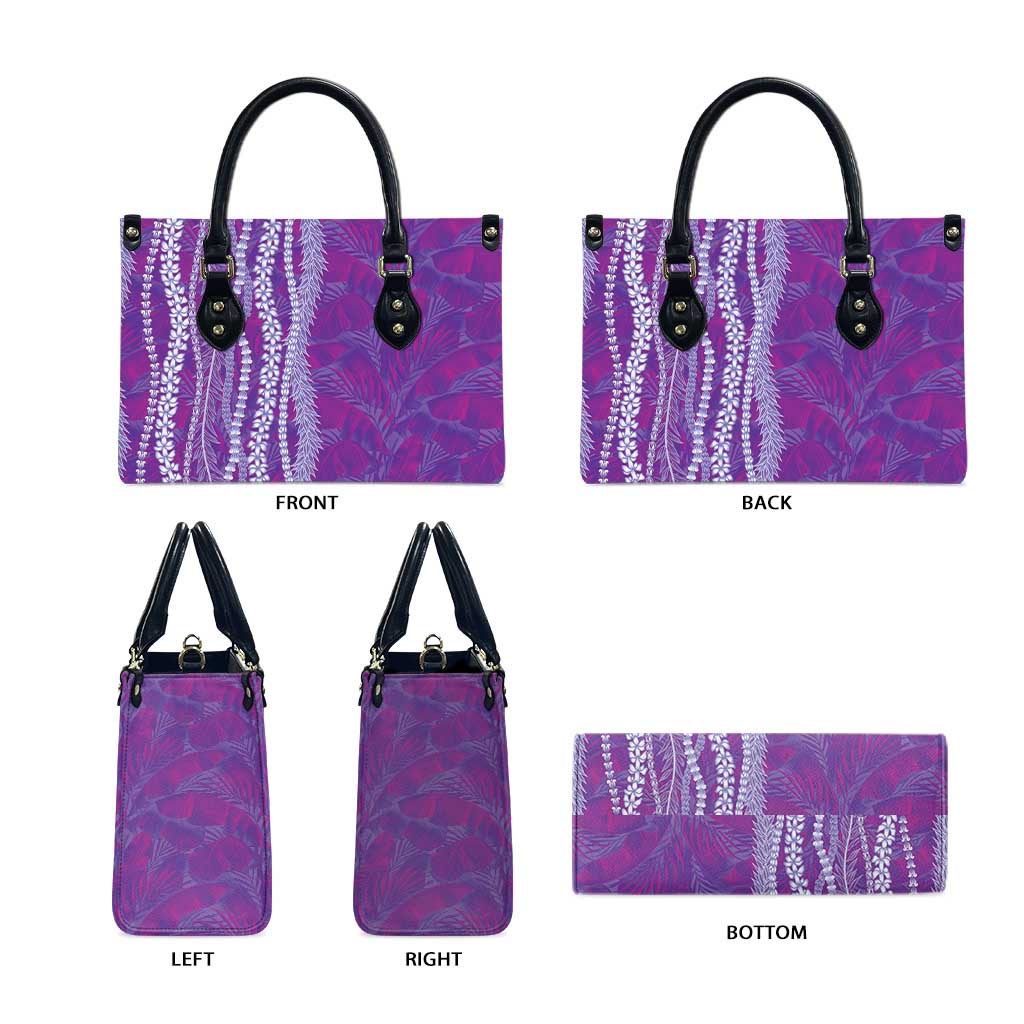 Hawaii Prince Kuhio Leather Bag Violet Hawaiian Lau Maia With Leis