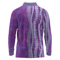 Hawaii Prince Kuhio Long Sleeve Polo Shirt Violet Hawaiian Lau Maia With Leis