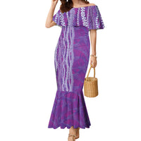 Hawaii Prince Kuhio Mermaid Dress Violet Hawaiian Lau Maia With Leis