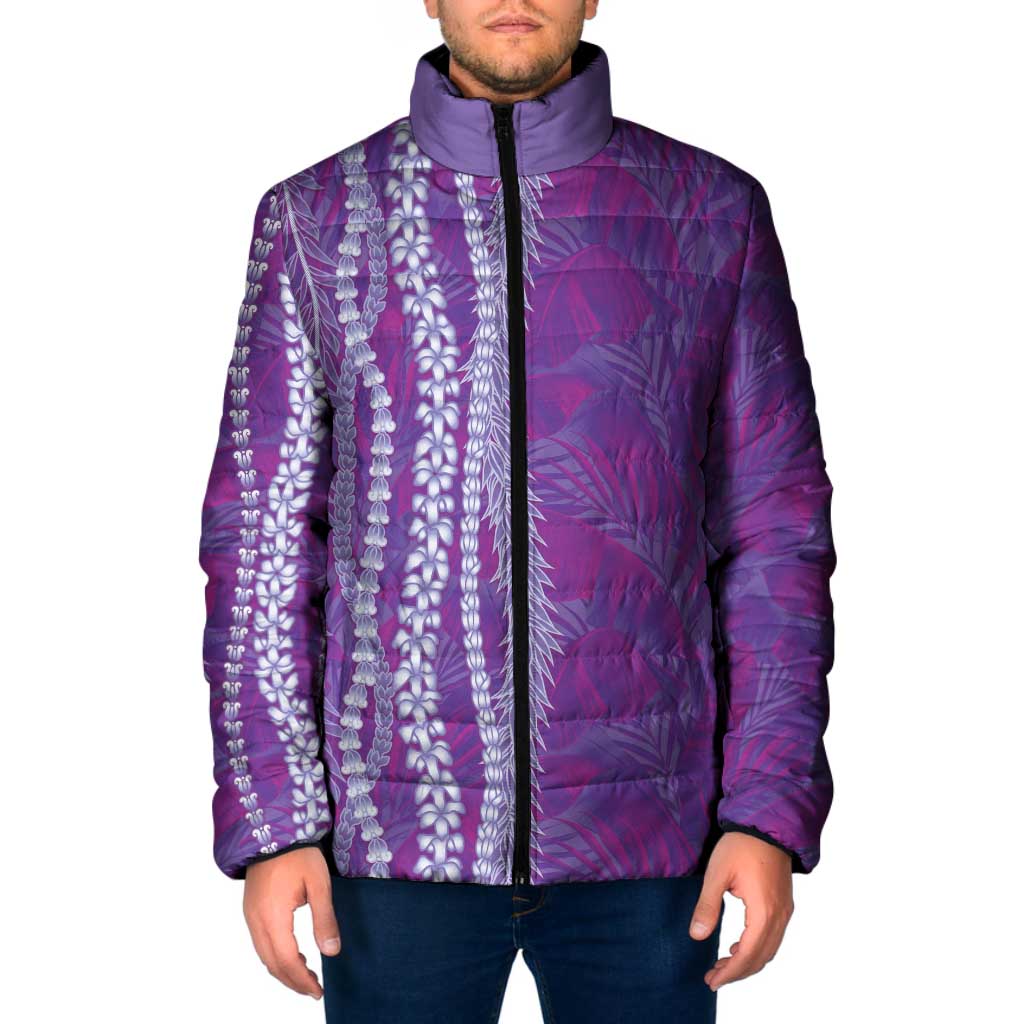 Hawaii Prince Kuhio Padded Jacket Violet Hawaiian Lau Maia With Leis