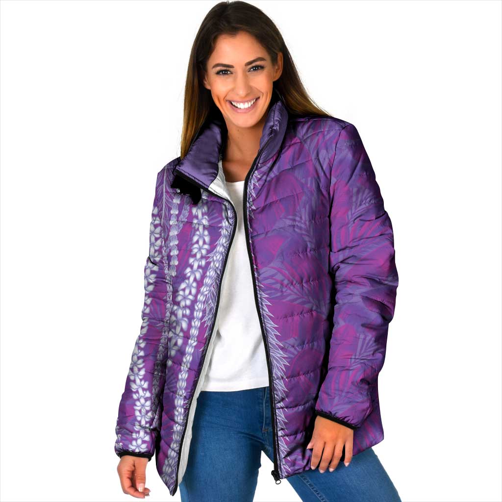 Hawaii Prince Kuhio Padded Jacket Violet Hawaiian Lau Maia With Leis