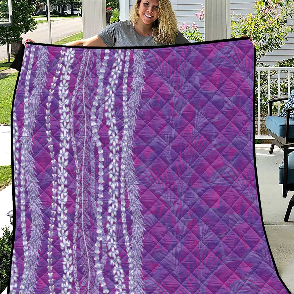 Hawaii Prince Kuhio Quilt Violet Hawaiian Lau Maia With Leis