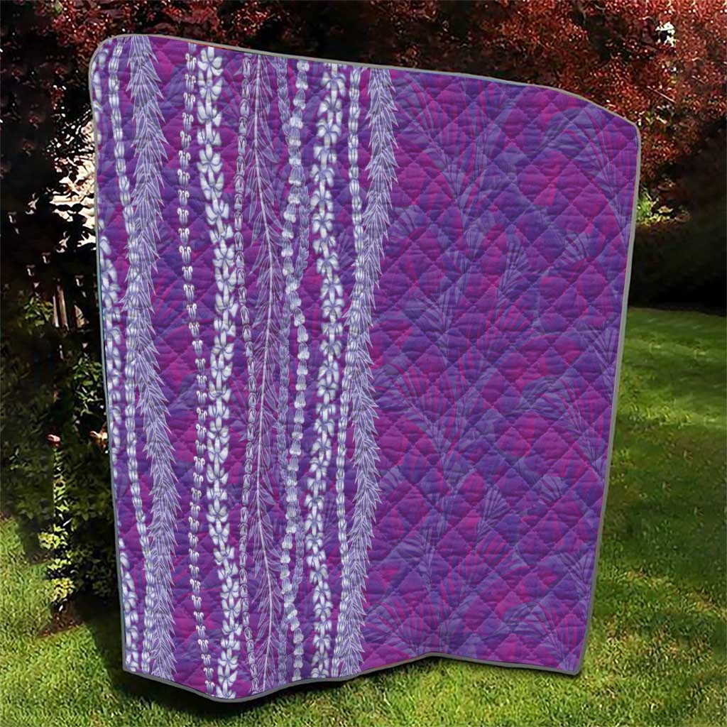 Hawaii Prince Kuhio Quilt Violet Hawaiian Lau Maia With Leis
