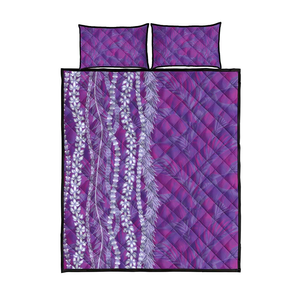 Hawaii Prince Kuhio Quilt Bed Set Violet Hawaiian Lau Maia With Leis