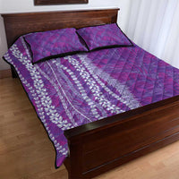 Hawaii Prince Kuhio Quilt Bed Set Violet Hawaiian Lau Maia With Leis