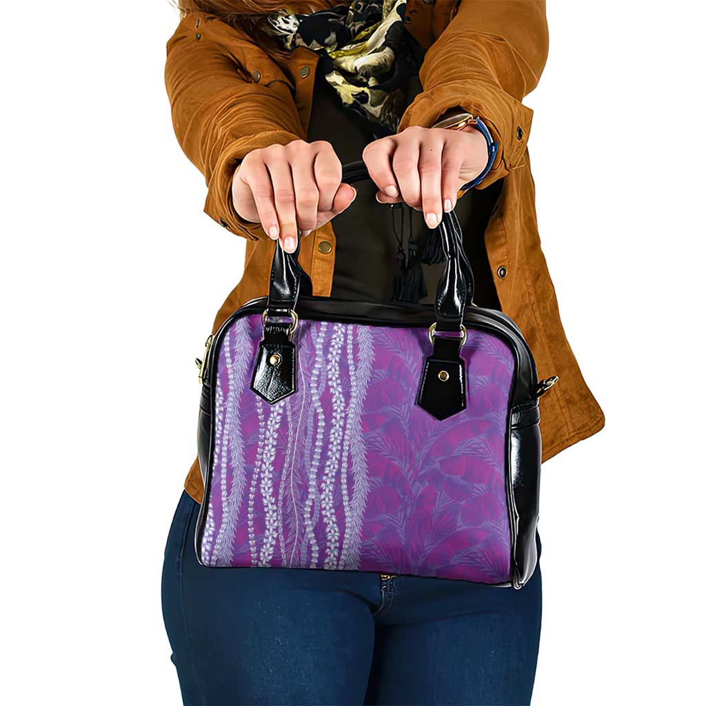 Hawaii Prince Kuhio Shoulder Handbag Violet Hawaiian Lau Maia With Leis