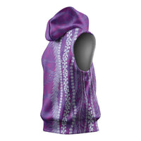 Hawaii Prince Kuhio Sleeveless Hoodie Violet Hawaiian Lau Maia With Leis