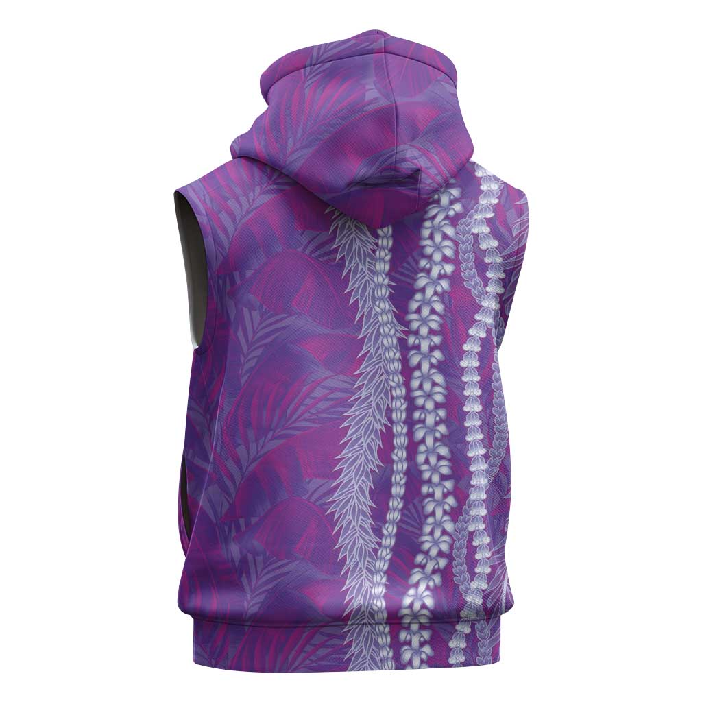Hawaii Prince Kuhio Sleeveless Zip Hoodie Violet Hawaiian Lau Maia With Leis
