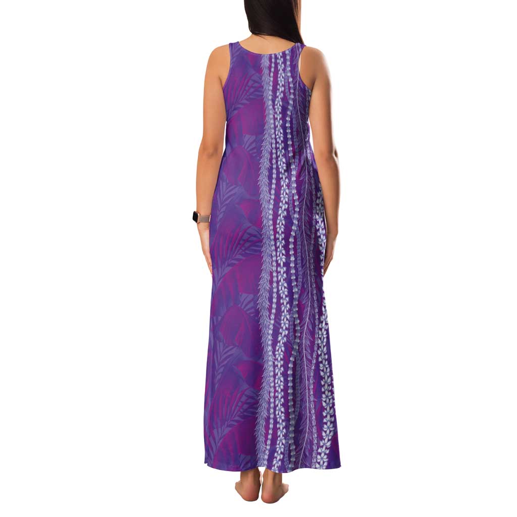 Hawaii Prince Kuhio Tank Maxi Dress Violet Hawaiian Lau Maia With Leis