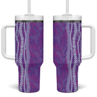 Hawaii Prince Kuhio Tumbler With Handle Violet Hawaiian Lau Maia With Leis LT05 One Size: 40 oz Violet - Polynesian Pride