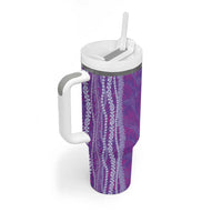 Hawaii Prince Kuhio Tumbler With Handle Violet Hawaiian Lau Maia With Leis LT05 - Polynesian Pride