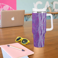 Hawaii Prince Kuhio Tumbler With Handle Violet Hawaiian Lau Maia With Leis LT05 - Polynesian Pride