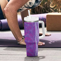 Hawaii Prince Kuhio Tumbler With Handle Violet Hawaiian Lau Maia With Leis LT05 - Polynesian Pride