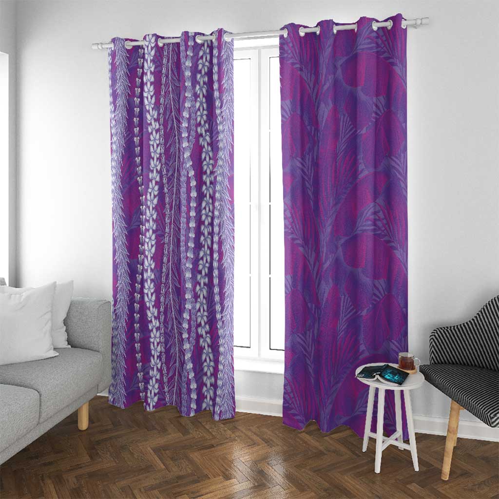 Hawaii Prince Kuhio Window Curtain Violet Hawaiian Lau Maia With Leis