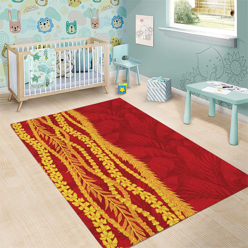 Hawaii Prince Kuhio Area Rug Red Hawaiian Lau Maia With Leis