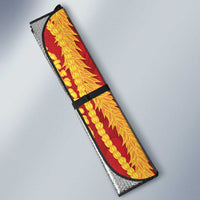 Hawaii Prince Kuhio Auto Sun Shade Red Hawaiian Lau Maia With Leis