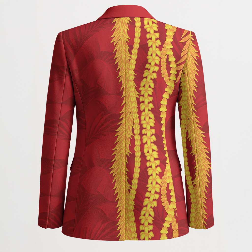 Hawaii Prince Kuhio Blazer Red Hawaiian Lau Maia With Leis