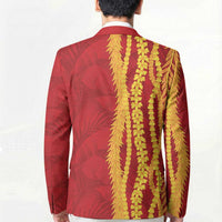 Hawaii Prince Kuhio Blazer Red Hawaiian Lau Maia With Leis