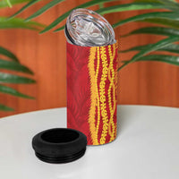 Hawaii Prince Kuhio 4 in 1 Can Cooler Tumbler Red Hawaiian Lau Maia With Leis LT05 - Polynesian Pride