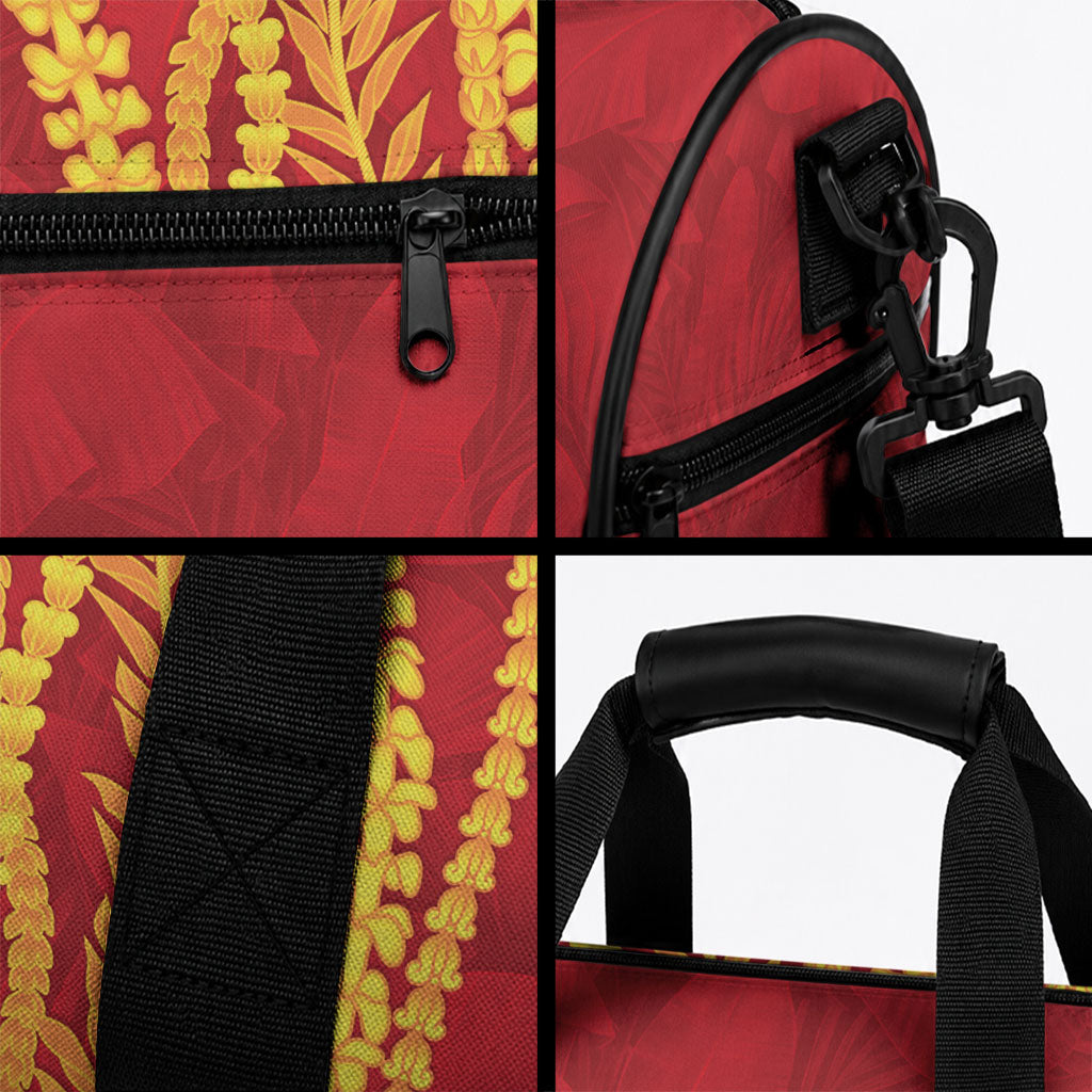 Hawaii Prince Kuhio Duffle Bag Red Hawaiian Lau Maia With Leis