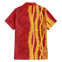Hawaii Prince Kuhio Family Matching Puletasi and Hawaiian Shirt Red Hawaiian Lau Maia With Leis LT05 - Polynesian Pride