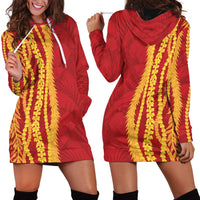 Hawaii Prince Kuhio Hoodie Dress Red Hawaiian Lau Maia With Leis LT05 - Polynesian Pride