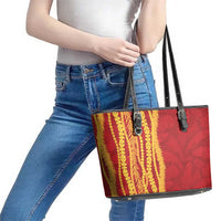 Hawaii Prince Kuhio Leather Tote Bag Red Hawaiian Lau Maia With Leis