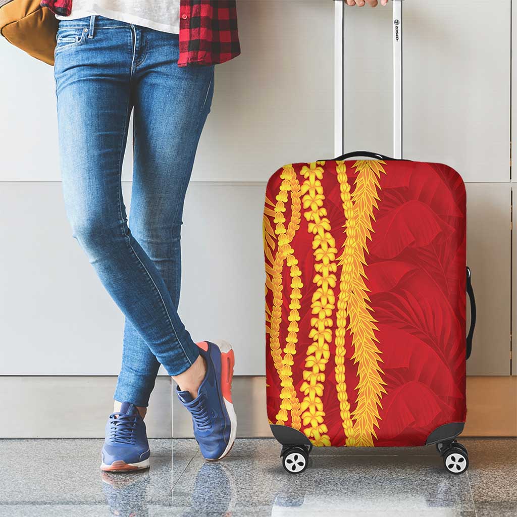 Hawaii Prince Kuhio Luggage Cover Red Hawaiian Lau Maia With Leis