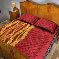 Hawaii Prince Kuhio Quilt Bed Set Red Hawaiian Lau Maia With Leis
