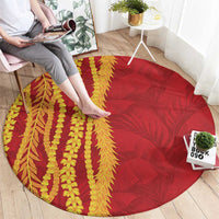 Hawaii Prince Kuhio Round Carpet Red Hawaiian Lau Maia With Leis LT05 - Polynesian Pride