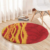 Hawaii Prince Kuhio Round Carpet Red Hawaiian Lau Maia With Leis LT05 - Polynesian Pride