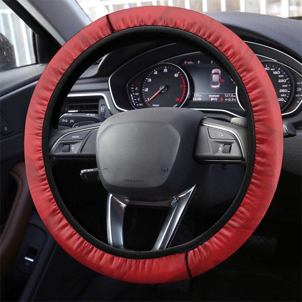 Hawaii Prince Kuhio Steering Wheel Cover Red Hawaiian Lau Maia With Leis LT05 - Polynesian Pride