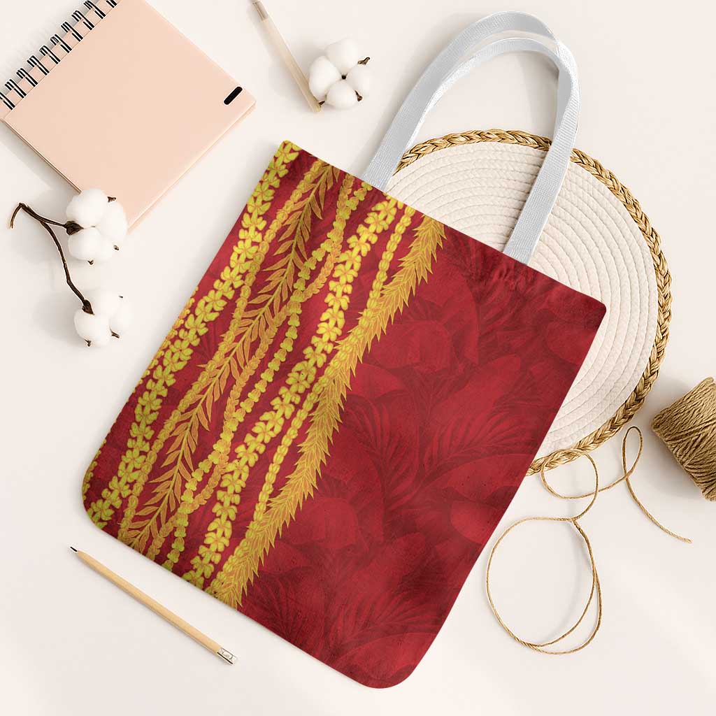 Hawaii Prince Kuhio Tote Bag Red Hawaiian Lau Maia With Leis