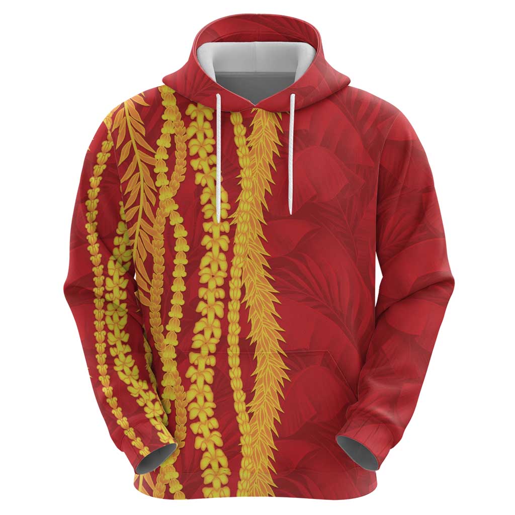 Hawaii Prince Kuhio Zip Hoodie Red Hawaiian Lau Maia With Leis