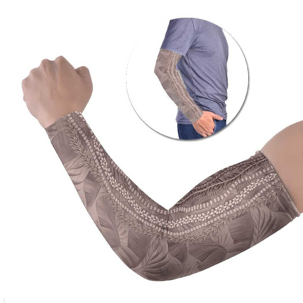 Hawaii Prince Kuhio Arm Sleeves Mocha Hawaiian Lau Maia With Leis